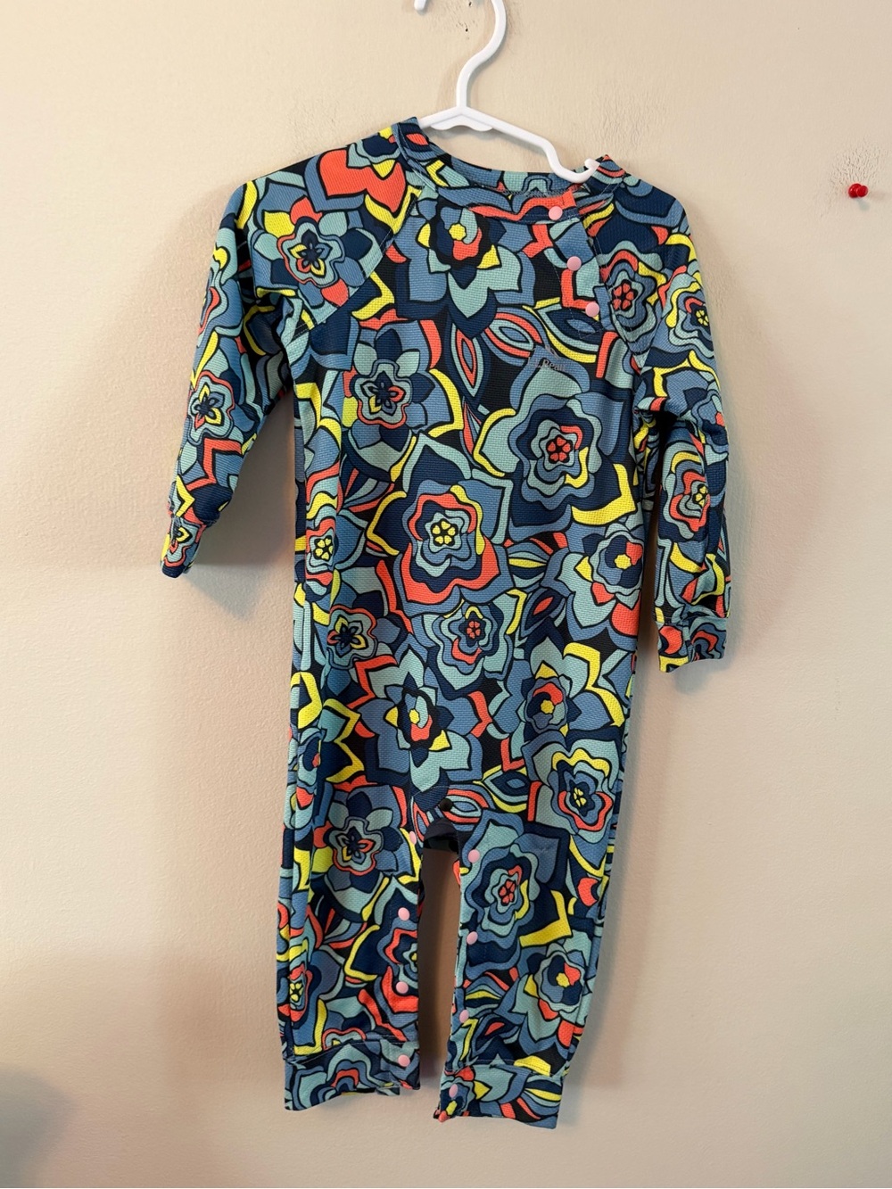 L.L. Bean Multicolor Floral Baby Romper - Blue Mint Coral